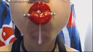 Bright Red Lips Drool and Spit a LOT of Saliva